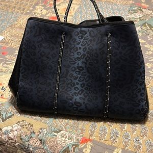 Black Leopard Print Neoprene Tote